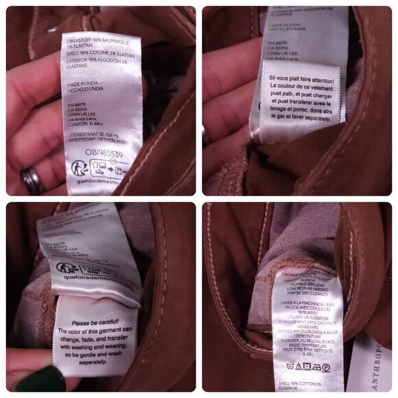 Pilcro Anthropologie Brown Utility Wide Leg Pants High Rise Size 26 NWT - Picture 11 of 14